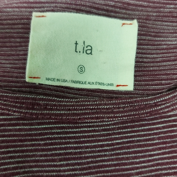 T.la Anthropologie Long Sleeve Shirt Small Purple Stripes - Picture 3 of 7